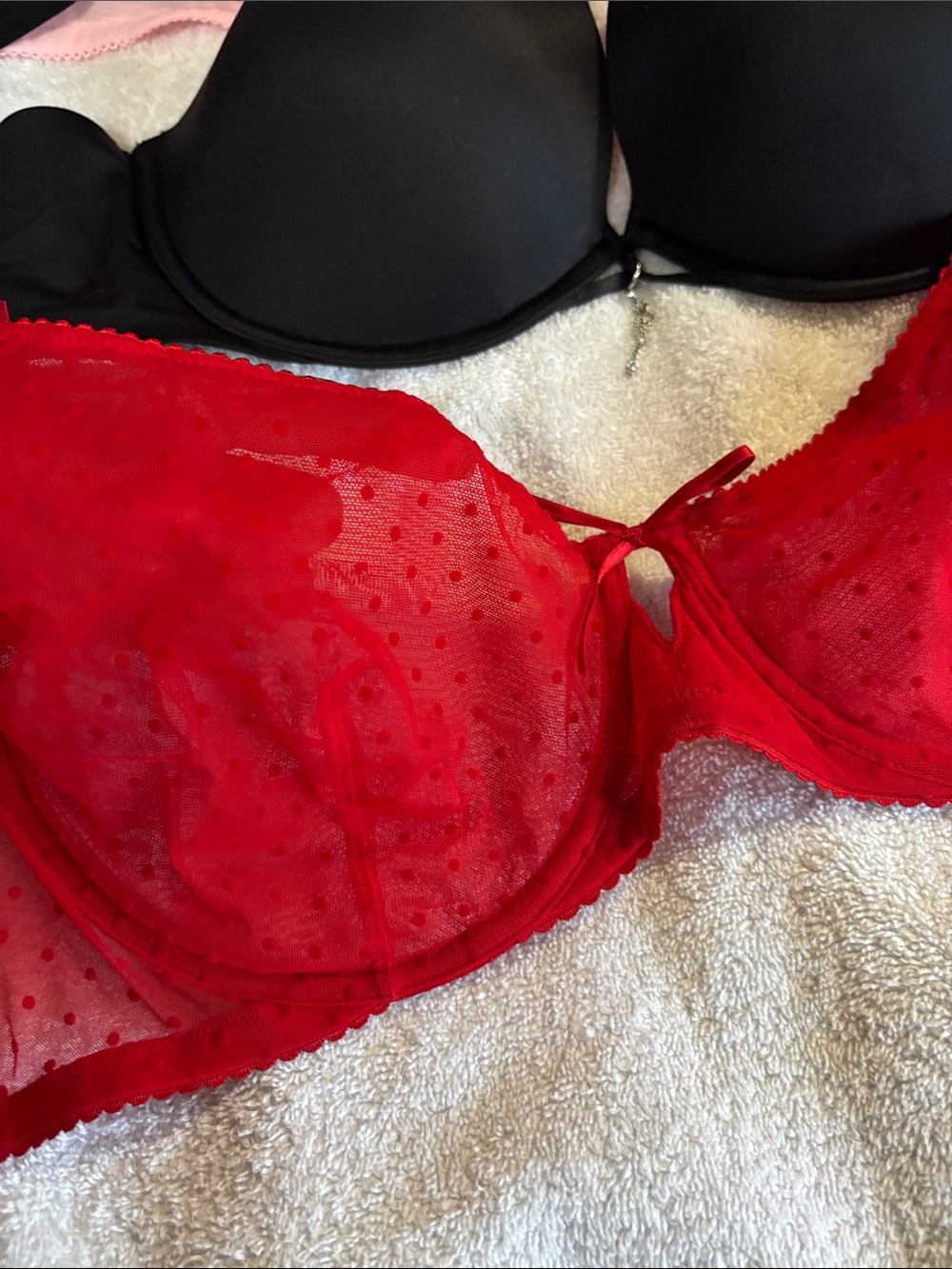 Victoria's Secret Mixed Bra Lot - Black, Pink Floral, Solid Black, Red - Picture 3 of 16